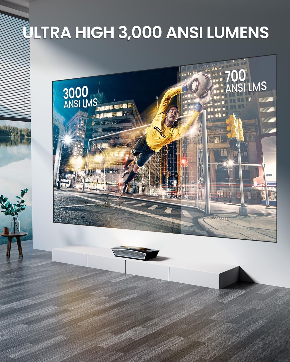 GigaBlue Home Cinema 3 UHD Triple Laser-TV Ultrakurzdistanz Beamer 4K, HDR10+|80"-150"|120Hz, 3000LM
