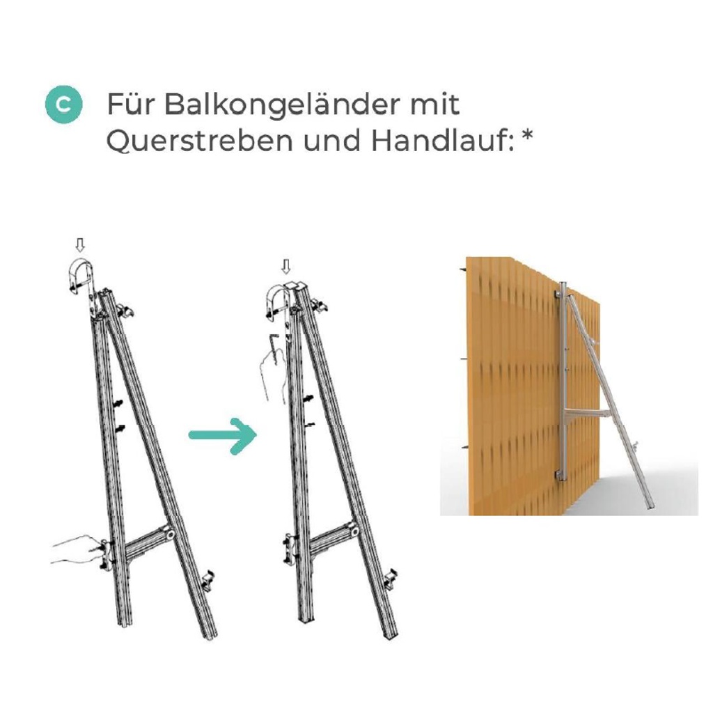 Balkonhalterung A-FLC-1000 für geneigte Montage von PV Modulen