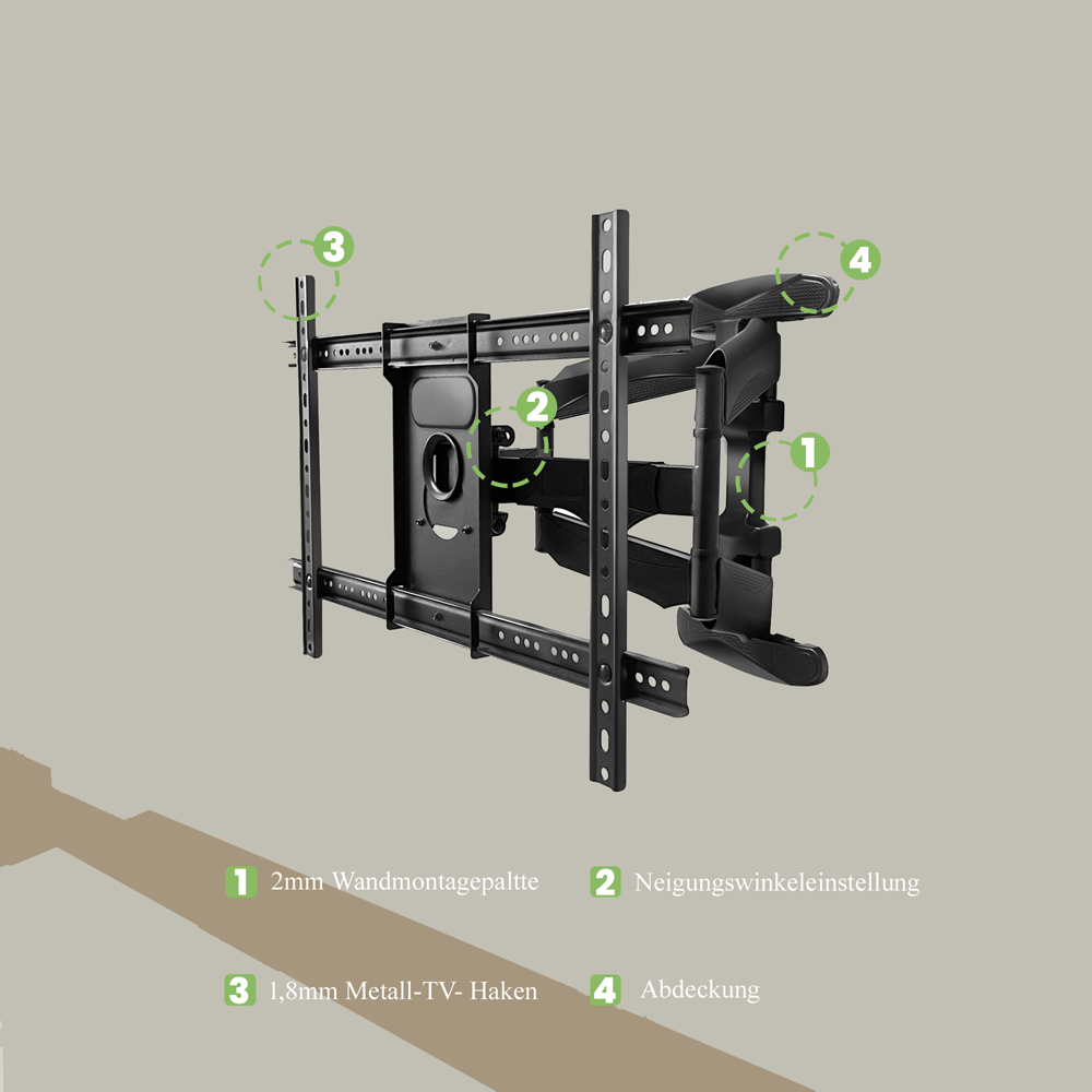 TV Wandhalter Einstellbare, Neigbare und Schwenkbar 40-75 Zoll (100-189cm) bis 45kg