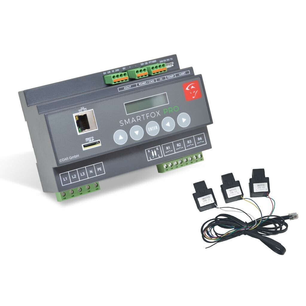 Energiemanager SMARTFOX Pro 2 100A + SMARTFox Heizstab 3kW 230V mit Thermostat