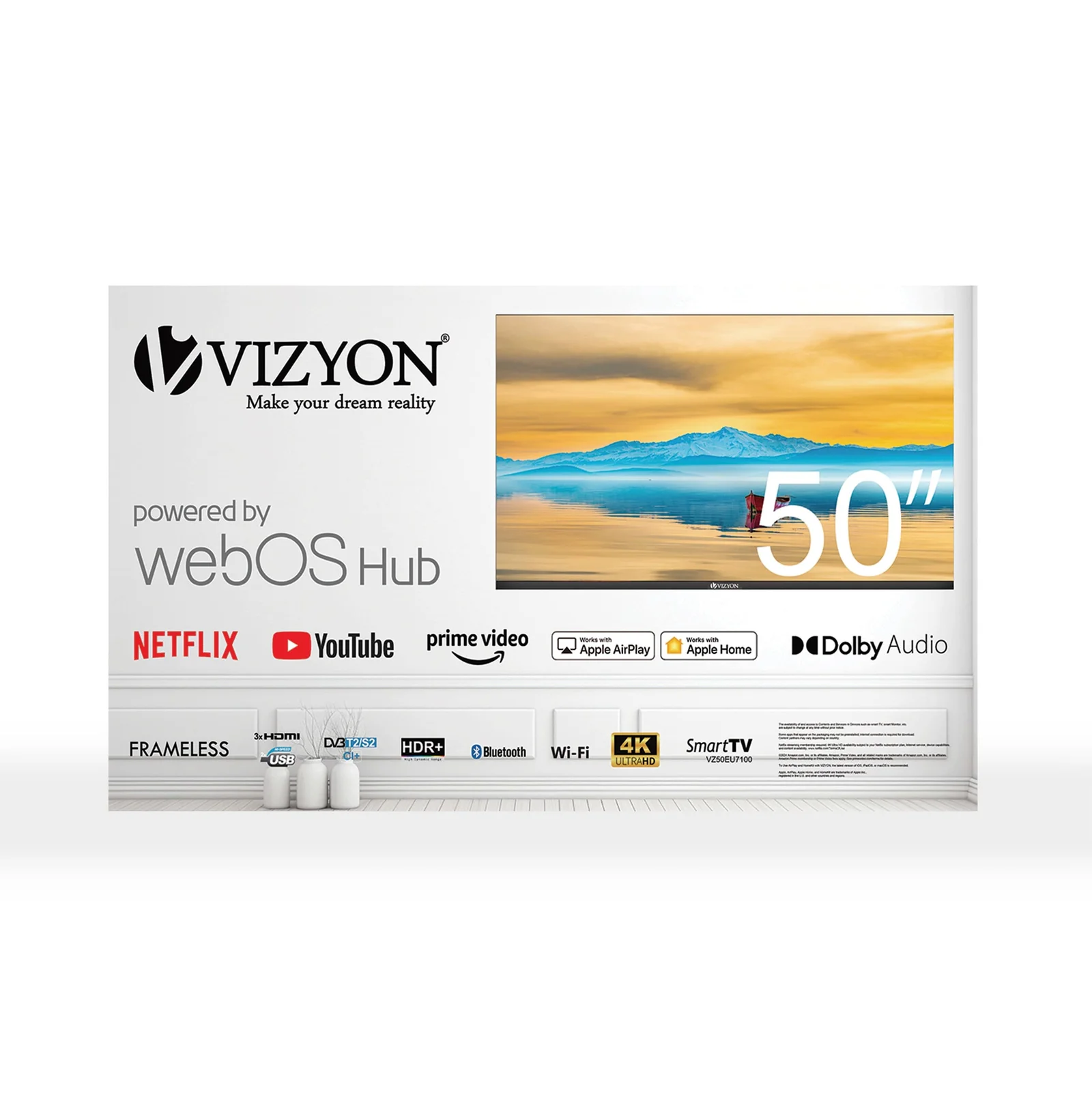 Vizyon VZ50EU7100 50" 4K UHD Smart TV (WebOS 5.0) – LED UHD 2024 mit AirMouse Fernbedienung