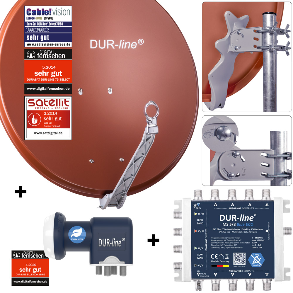 DUR-line Select 75/80cm + Multischalter Blue eco + LNB