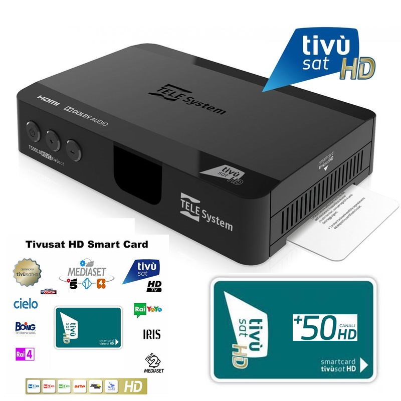 Telesystem TS9018 Full HD HEVC H.265 Smartcard HDMI DVB-S2 Sat Receiver mit Aktive Tivusat HD Karte