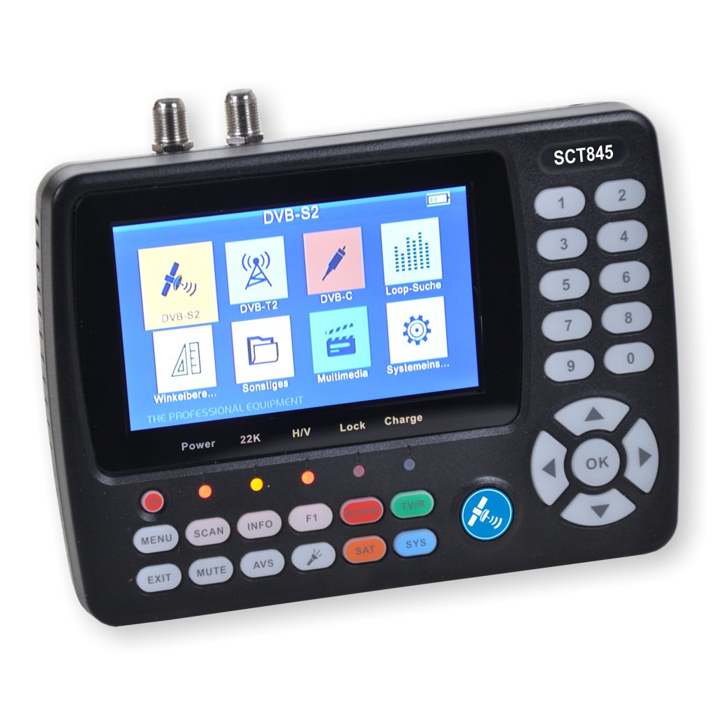 SUMMIT SCT845 Messgerät für DVB-S/S2, T/T2, C Satfinder mit 4,3" LCD-Farbdisplay