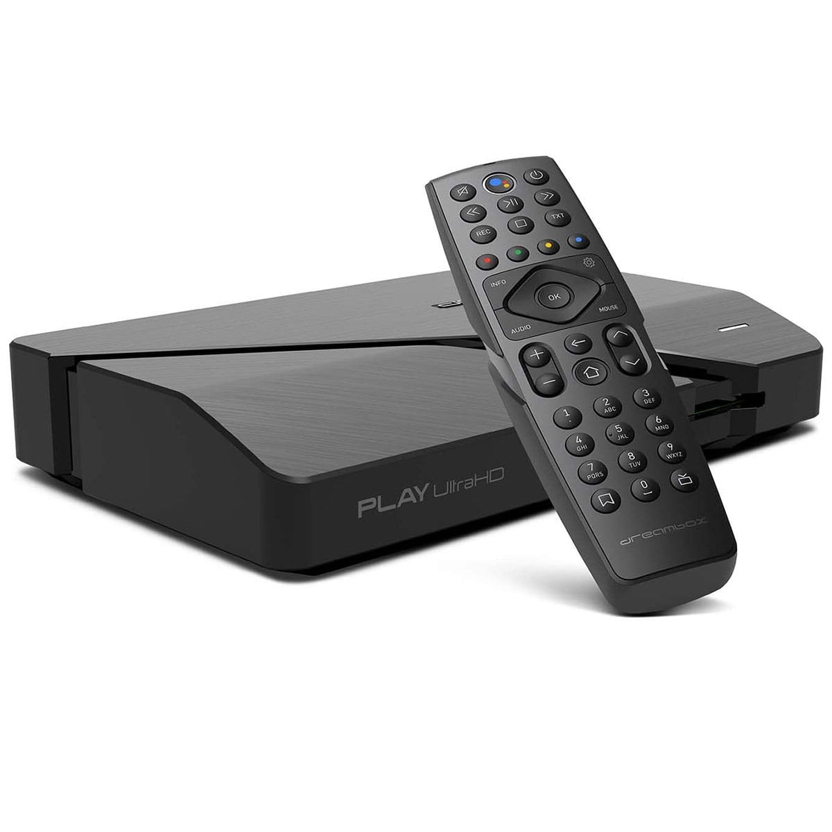 Dreambox Play UltraHD 4K Android TV 11 IP-Receiver Schwarz (Dual-WiFi, Bluetooth Fernbedienung)