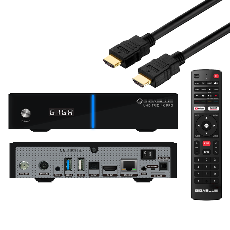 GigaBlue UHD Trio 4K PRO E2 Linux Receiver 1x DVB-S2X, 1x DVB-C/T2, 1200Mbps WiFi, Bluetooth