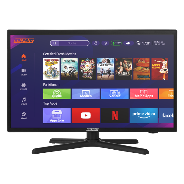 SELFSAT SMART LED TV 1222 (55 cm/22") inkl. DVB-S2/C/T2 HD Tuner mit WLAN und Bluetooth