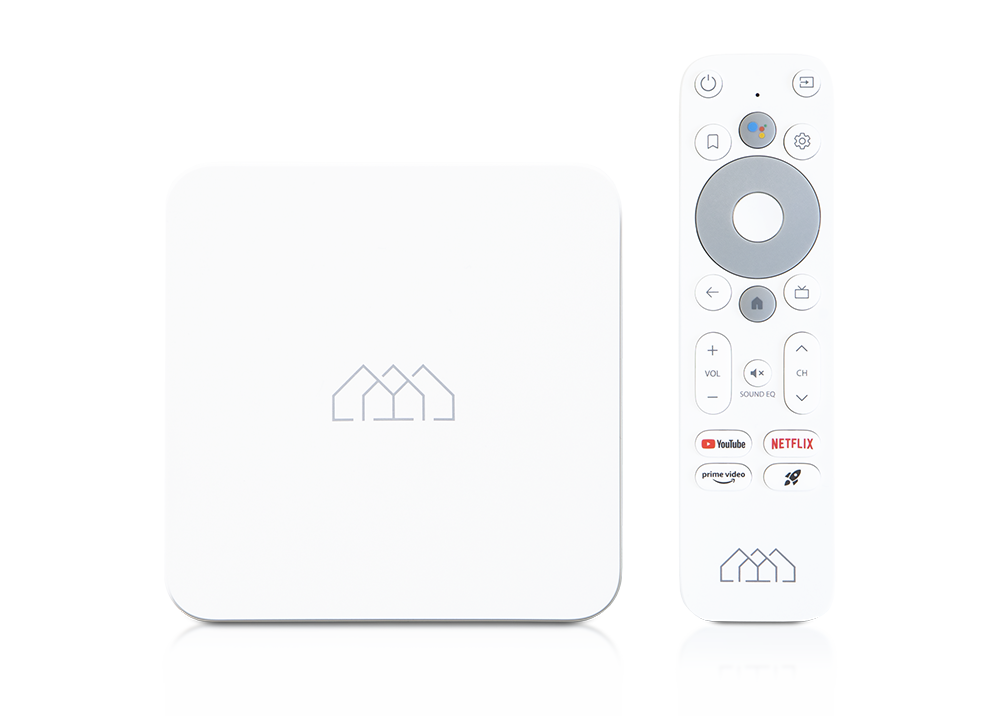 Homatics Box R Android TV Mediaplayer (4K UHD, HDR, 5GHz WiFi, Bluetooth, Sprachfernbedienung, Weiß)