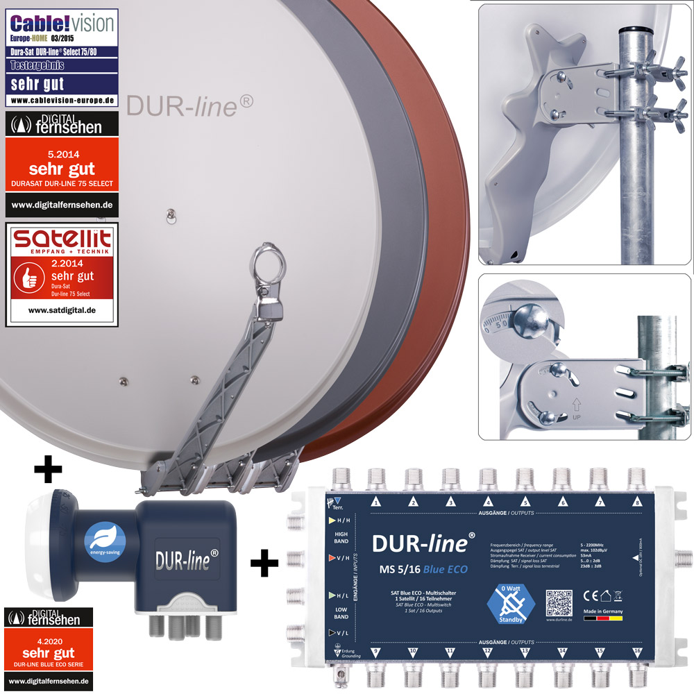 DUR-line Select 75/80cm+ Multischalter Blue eco + LNB