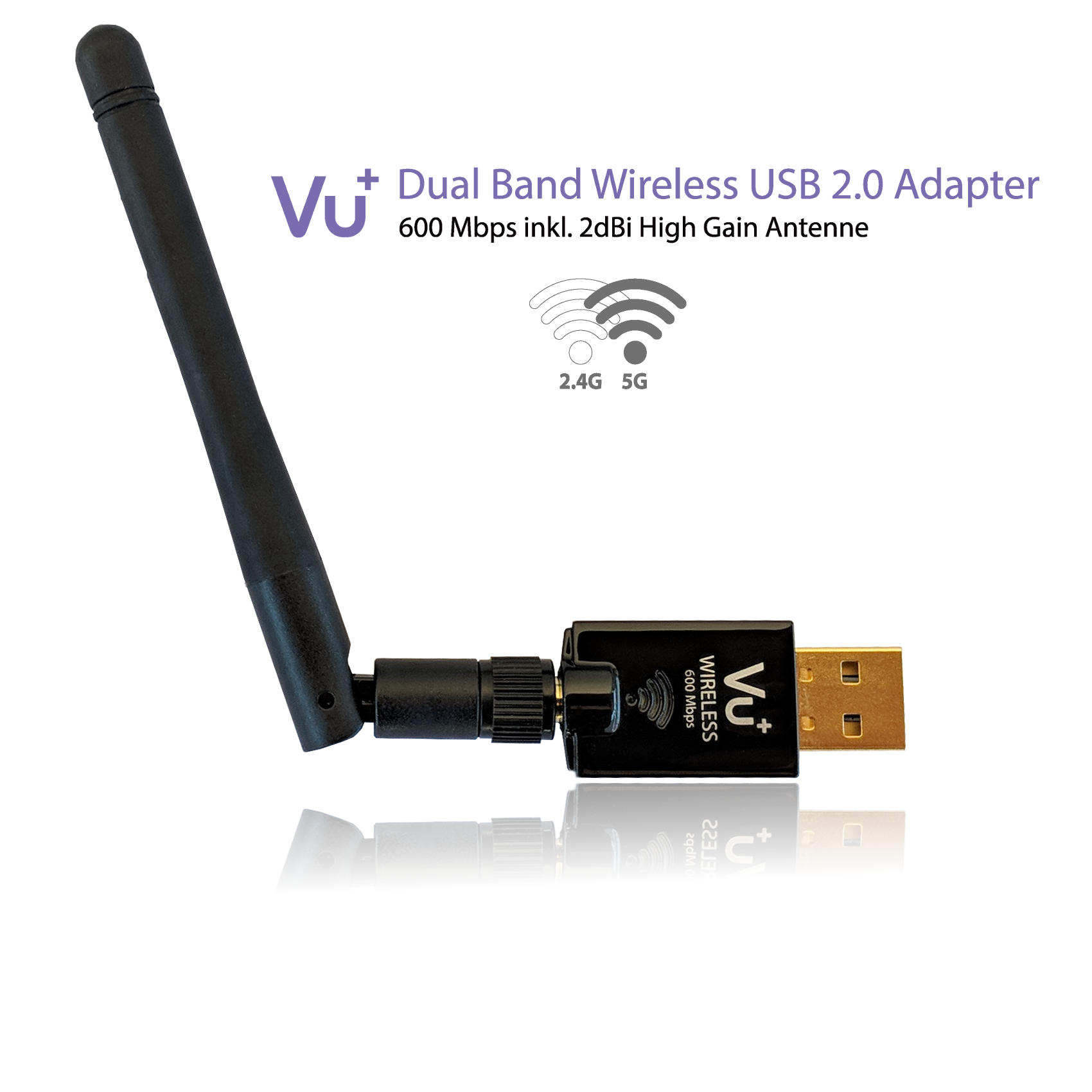 VU+® Dual Band Wireless USB 2.0 Adapter 600 Mbps inkl. Antenne