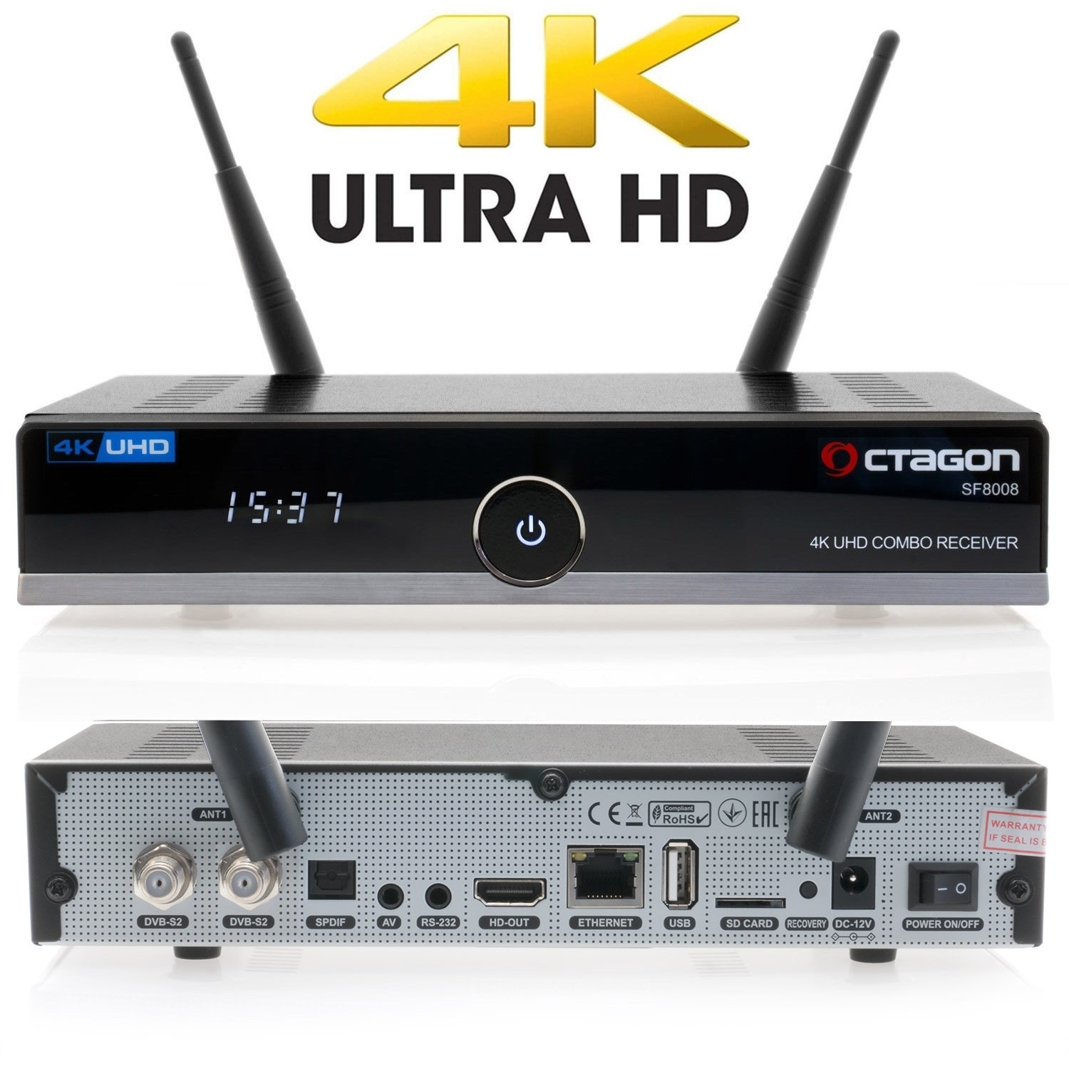 Octagon SF8008 4K UHD 2160p H.265 HEVC E2 Linux Dual Wifi Twin DVB-S2X Receiver