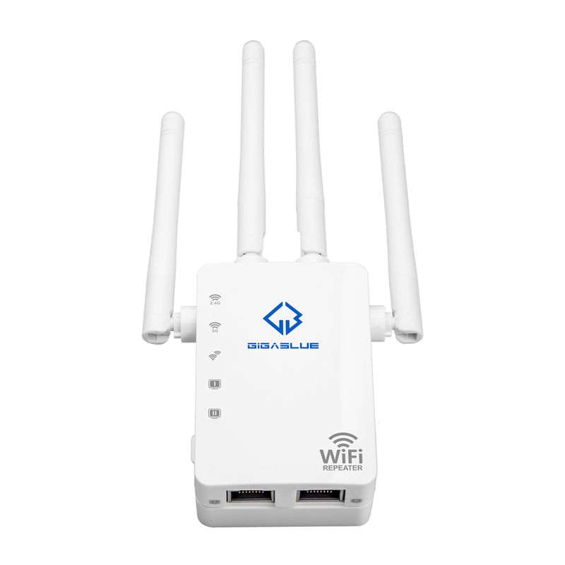 GigaBlue Ultra Repeater 1200MBit/s (Dual-Band 2.4 & 5GHz AC1200 WLAN, 4x 3dBi Antennen, 2x Ethernet)