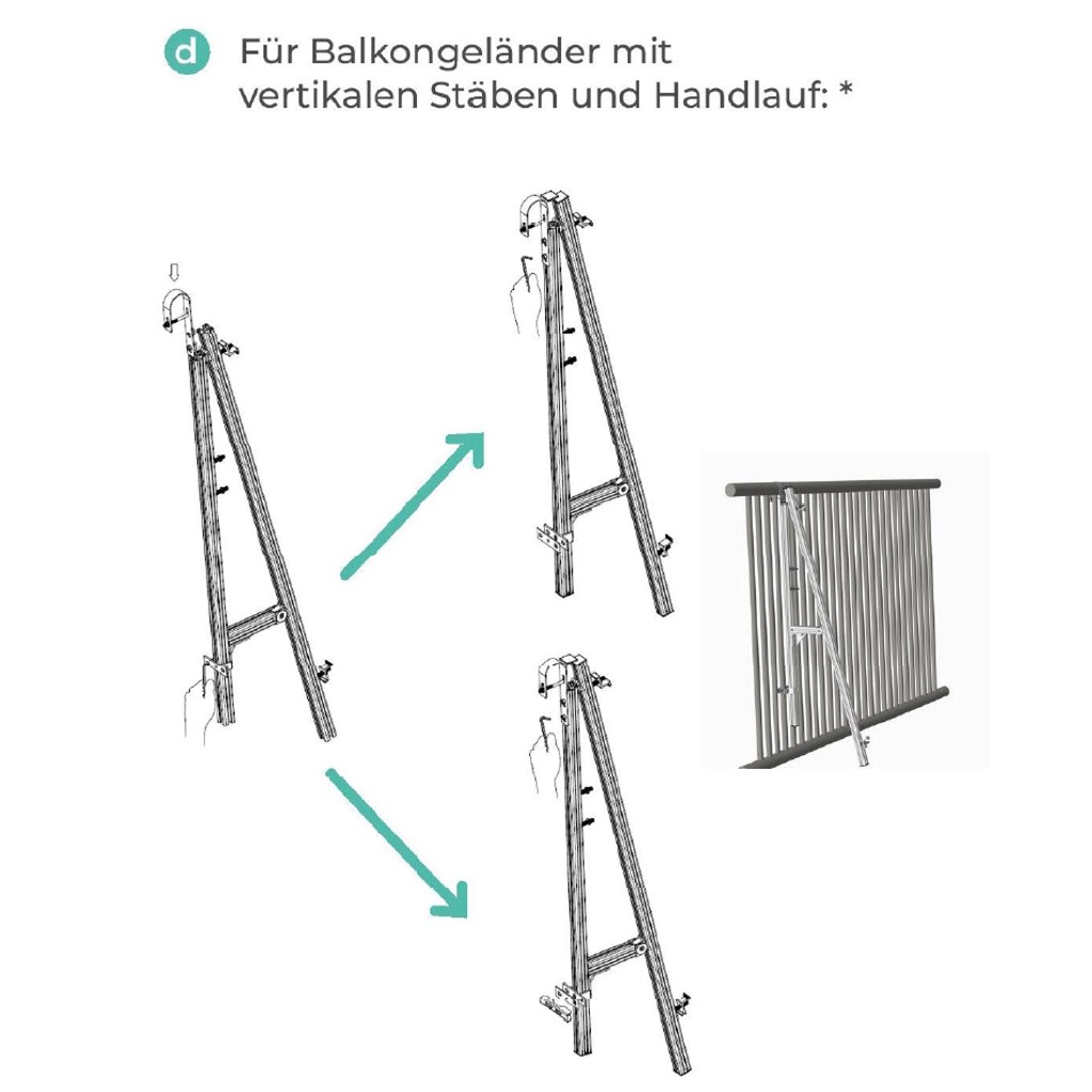 Balkonhalterung A-FLC-1000 für geneigte Montage von PV Modulen