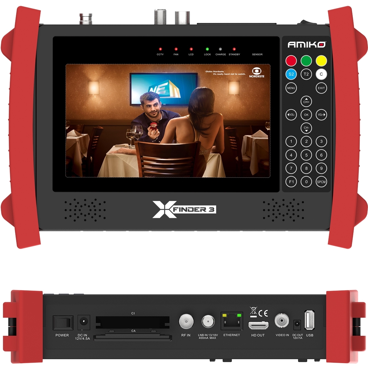 Amiko X-Finder 3 HD DVB-S/S2 + C/T/T2 Satfinder LCD Display Messgerät Akku