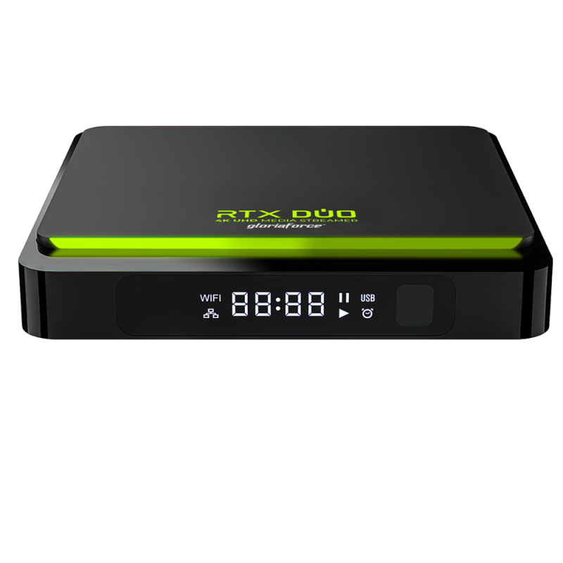 Gloriaforce RTX Duo 4K UHD IPTV Player Android 11,H.265,4GB RAM,64GB Flash,AV1, Wlan