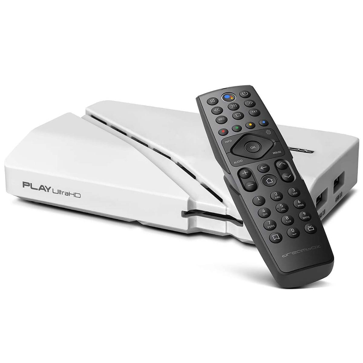 Dreambox Play UltraHD 4K Android TV 11 IP-Receiver Weiß (Dual-WiFi, Bluetooth Fernbedienung)